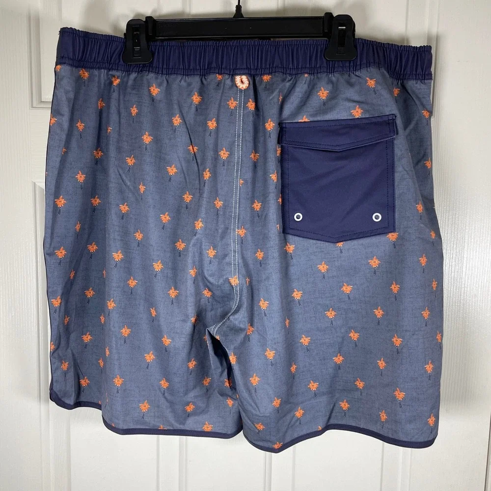 Johnnie-O Mens Bonita Palm Tree Swim Trunks Twilight Blue JMSS2420 XXL NEW
